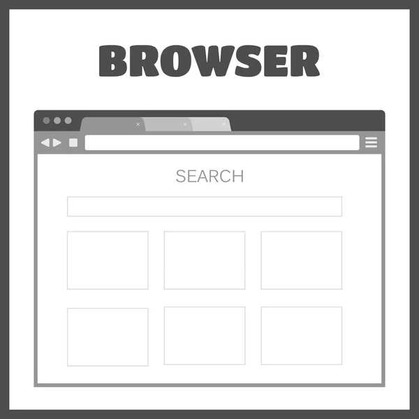 Fenêtre de navigateur simple sur fond blanc — Image vectorielle