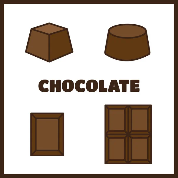 Set van chocolade iconen. Zoete voeding — Stockvector