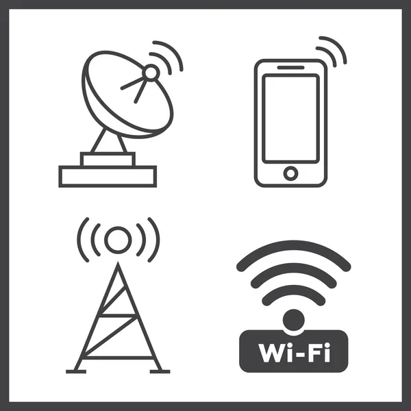 Иконки беспроводной связи и WiFi — стоковый вектор