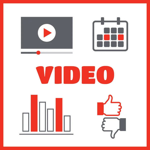 Iconos de video marketing — Vector de stock