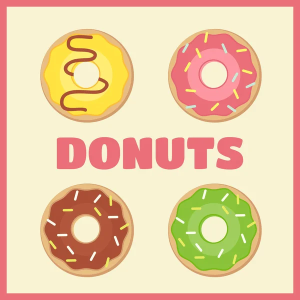 Doces donuts açúcar vitrificado —  Vetores de Stock