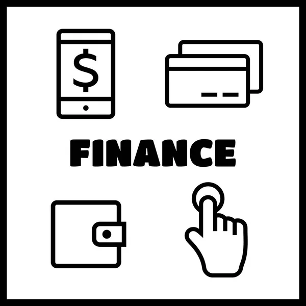Vecteur de style de ligne d'icônes financières — Image vectorielle