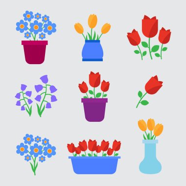 Tencere ve çiçek bahar çiçeklenir. Çiçek Dükkanı. Bahar çiçekleri 