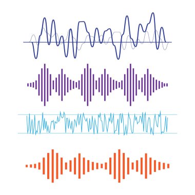 Vektör ses dalga formu. Ses dalgaları ve müzik simgeler. Ses wav