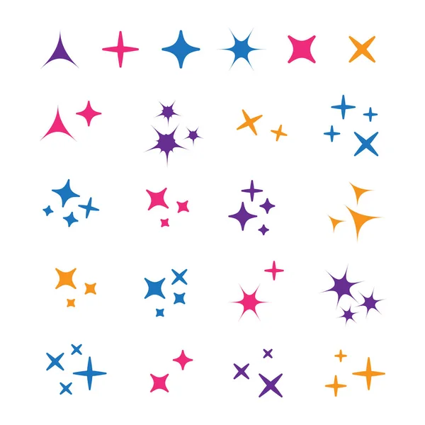 Sparkle lichten sterren instellen. Gloeiende lichteffect ster. Sparkle lig — Stockvector