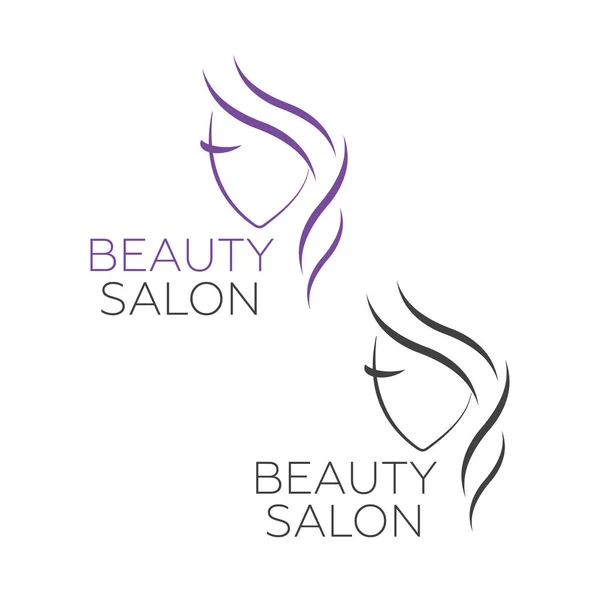 Красива жінка Векторний логотип для перукарні, салон краси — стоковий вектор