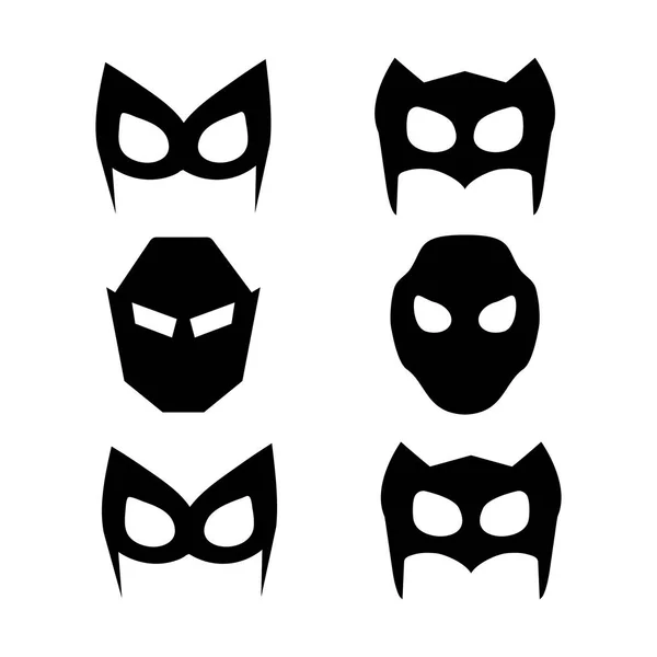 Máscaras de super-herói definidas. Máscaras de super-herói para personagem de rosto em plano —  Vetores de Stock