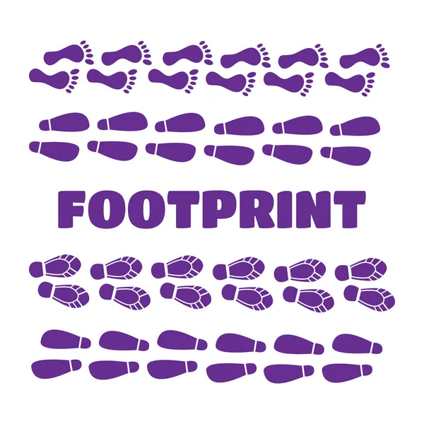 Menselijke voet print en dierlijke voetafdruk vector set. Voetafdruk vect — Stockvector