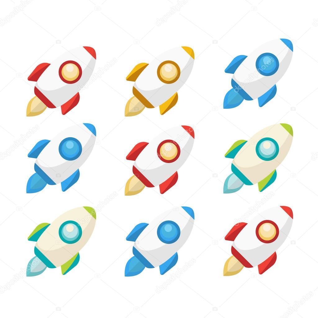 Rocket collection icon. Rockets set vector illustration. Rocket 