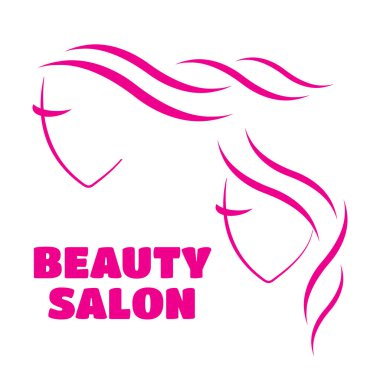 Güzel kadın yüz saç salonu vektör logo şablonu. Kadın 
