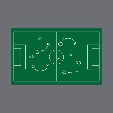 Gerçekçi bir karatahta futbol ya da futbol oyunu stratejisi çiziyor.