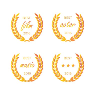 En iyi Ödülü Altın Ödülü defne çelengi ayarlayın. Kazanan etiket, yaprak symb