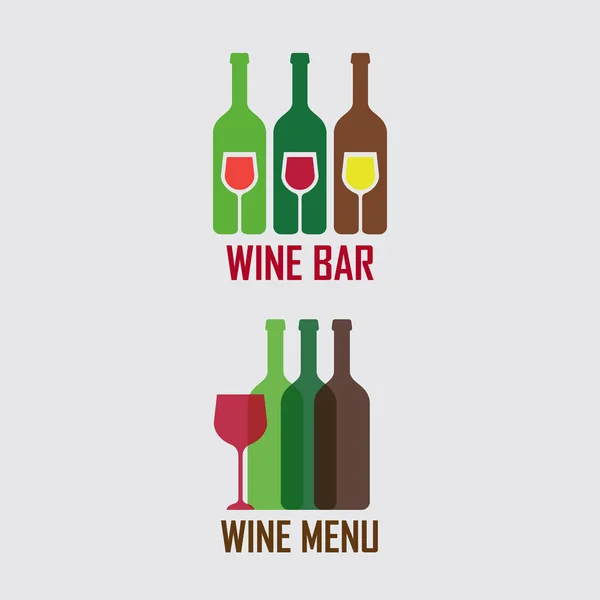 Menu de vinho design de logotipo colorido com garrafas —  Vetores de Stock