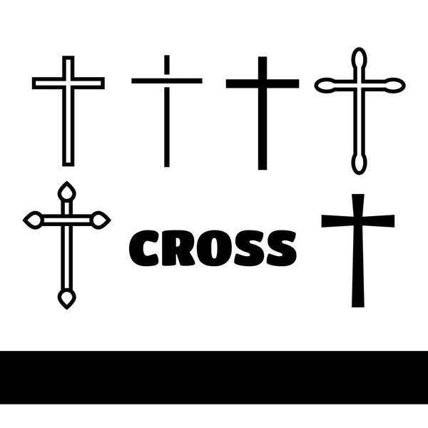 Kunstvolles christliches Kreuz-Kunst-Vektor-Illustrationsset. Kreuzvektor — Stockvektor