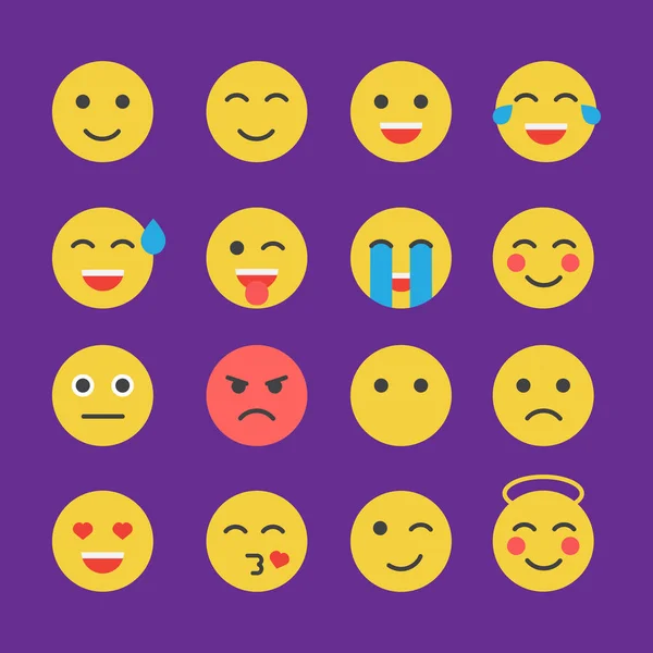 Conjunto de vetores Emoticon. Ícones Emoticon em estilo plano. Emoticon coll —  Vetores de Stock