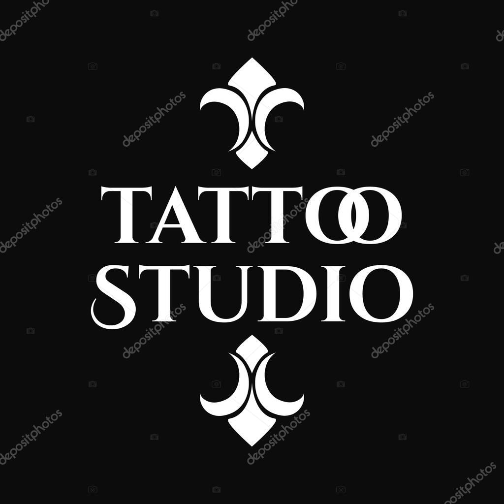 Studio tattoo retro logo template. Studio tattoo vector logo