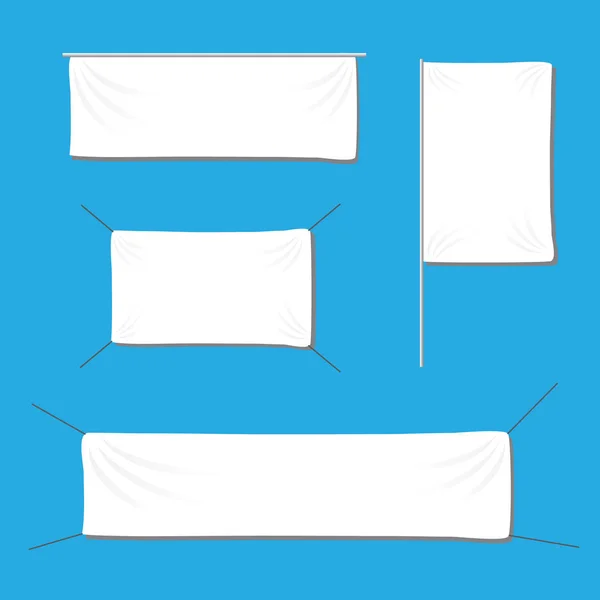 Bannières textiles blanches avec un ensemble de gabarits de plis. Bannières vectorielles se — Image vectorielle