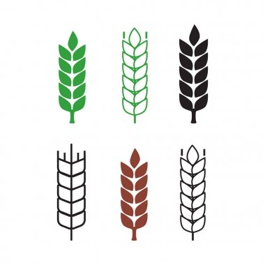 Basit buğday kulakları simgeler ve buğday tasarım öğeleri kümesi. Buğday 