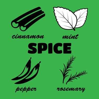 Baharat simgeler kümesi. Doğal madde vektör simgeler. Baharat vektör