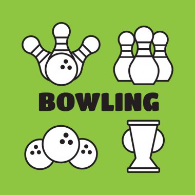 Vektör Etiketler Bovling, amblem ve rozetleri ayarlayın. Bowling vektör 