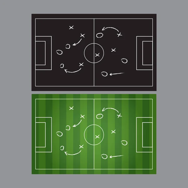 Plan de estrategia de fútbol o juego de fútbol. Pizarra realista. Vec — Vector de stock