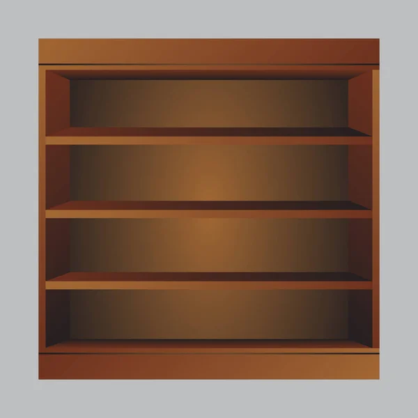 Prateleira de livro de madeira. Livro prateleira vetor ilustraton — Vetor de Stock