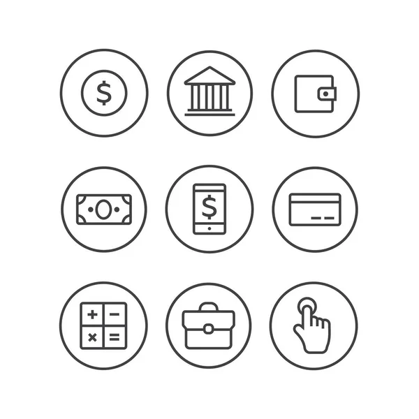 Icone della finanza. Finanza icone stile linea vettoriale — Vettoriale Stock