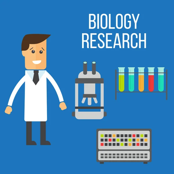 Penelitian biologi dan kedokteran menetapkan ilustrasi kartun - Stok Vektor