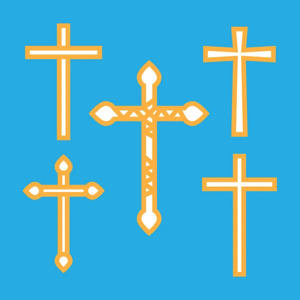 Sanat illüstrasyon kümesini cross süslü Hıristiyan — Stok Vektör