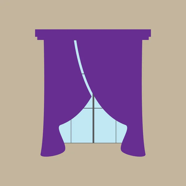 Icônes d'illustration intérieure rideau de fenêtre mignon — Image vectorielle