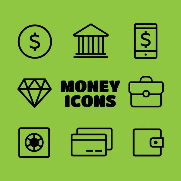 Iconos de dinero. Finanzas iconos estilo de línea — Vector de stock