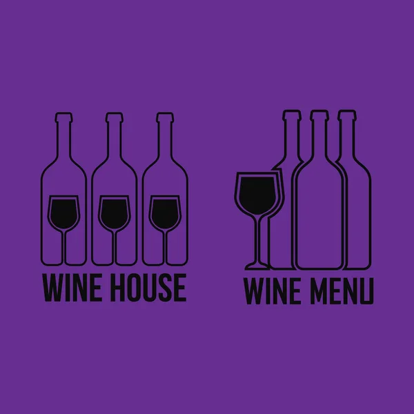 Logotipos pretos de vinho conjunto ilustração. Ícones de vinho — Vetor de Stock