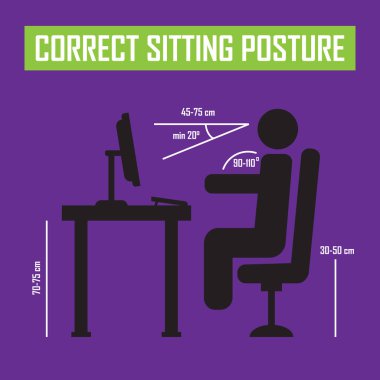 Doğru oturma duruş. infographics. Duruş doğru sağlık c