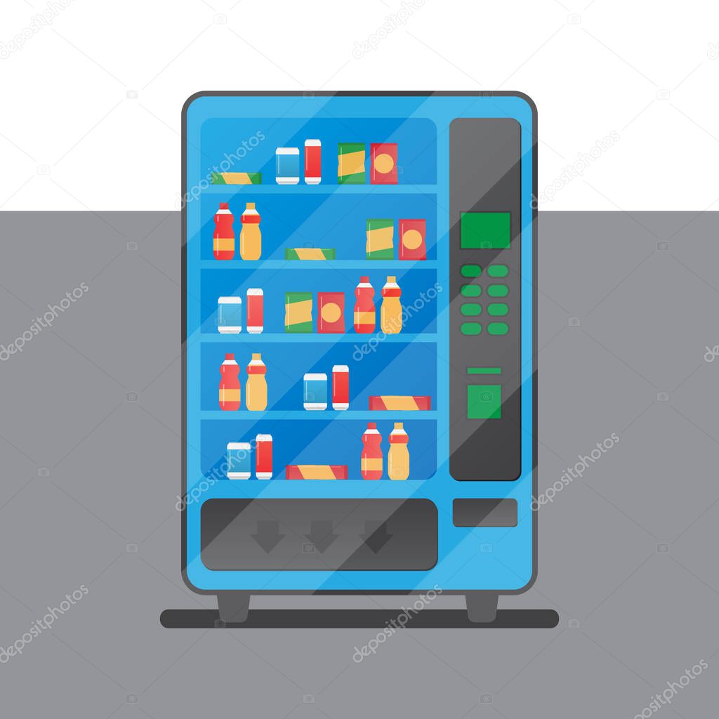 Automatic vending machine with snacks and drinks