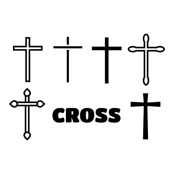 Conjunto de cruces de iconos de línea delgada. Ilustración de cruces eps10 — Vector de stock