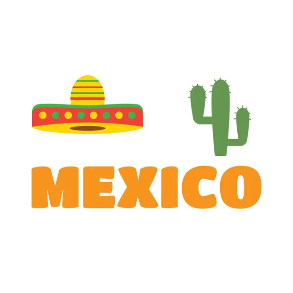 Logotipo de comida mexicana, etiquetas, emblemas e insignias. Sombrero y — Archivo Imágenes Vectoriales