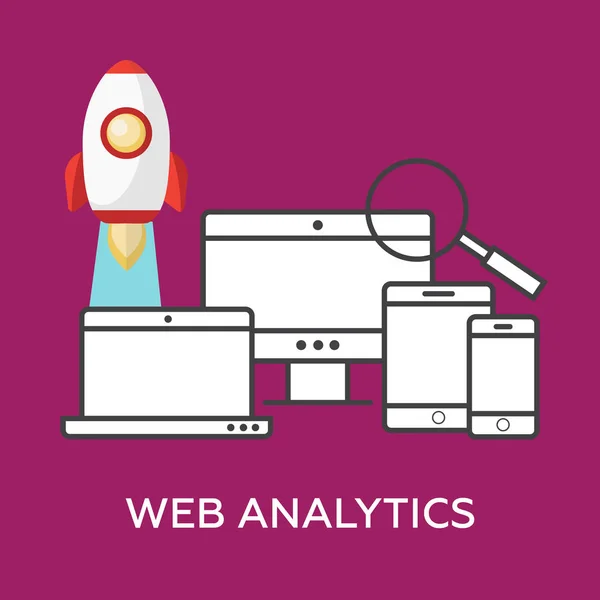 Web analytics informacji i stronie internetowej rozwoju koncepcji płaski b — Wektor stockowy