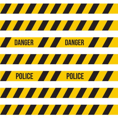 Vektör sarı plastik dikkatli bandı veya teyp uyarı ayarla.