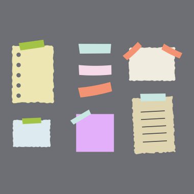 Boş kağıt yırtık sayfa notlar. Şablon kağıt sticke topluluğu