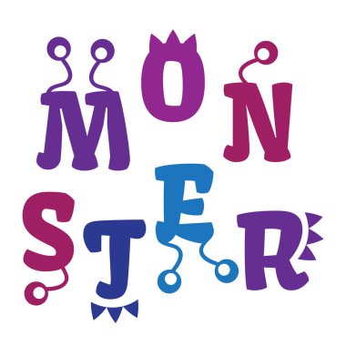 Komik vektör canavar alfabe çocuklar için. Canavar mektup