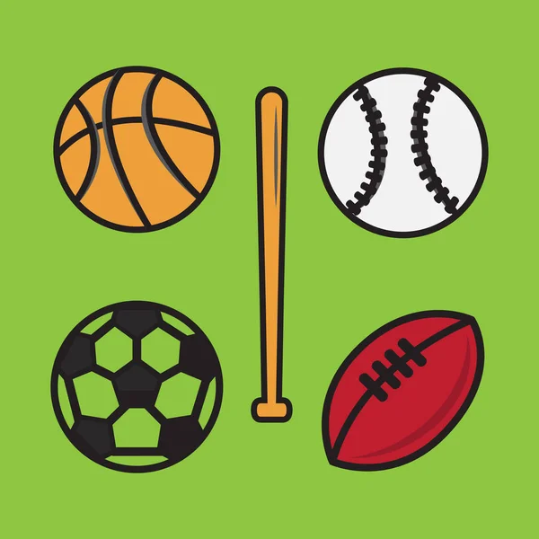 Iconos deportivos en vector de estilo de línea delgada. Conjunto de icono para el deporte — Vector de stock