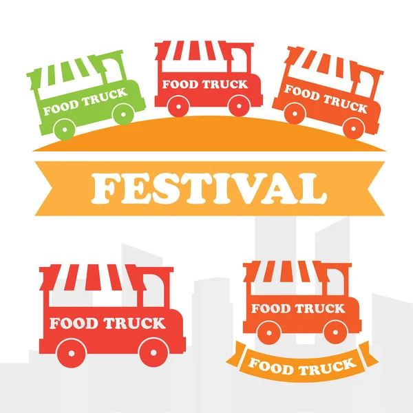 Gıda kamyon sokak Festivali Amblemler — Stok Vektör