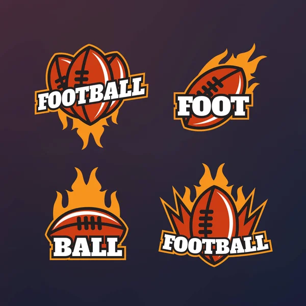 美式足球，橄榄球向量颜色标志设置 — 图库矢量图片
