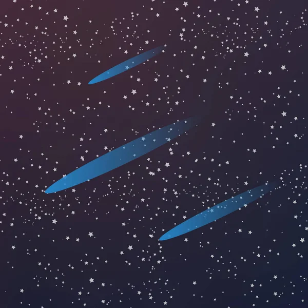 Üstökös zuhany az éjszaka csillagos ég az űrben — Stock Vector
