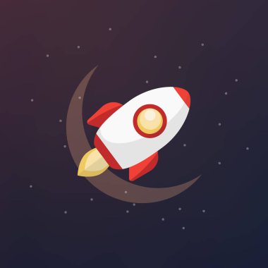Roket çizgi film yıldız arka plan tasarım