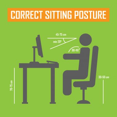 Doğru sağlık duruş vücut vektör oturan