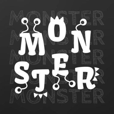 Vektör canavarlar. Sevimli çizgi film karakter kümesi