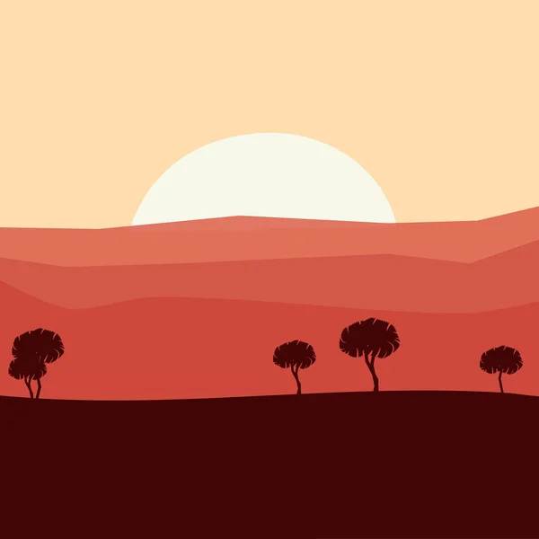 Montañas del desierto fondo arenisca. Montañas vector arte — Vector de stock