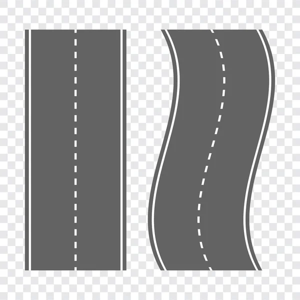 Route courbe sinueuse ou autoroute. Direction, ensemble de transport — Image vectorielle
