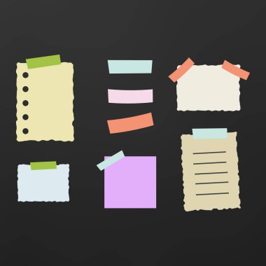 Boş kağıt yırtık sayfa notlar. Şablon kağıt sticke topluluğu